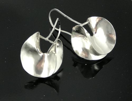hand forged sterling silver dome earrings